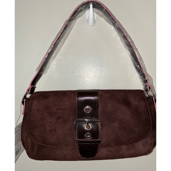 Liz Claiborne Handbags - Liz Claiborne Realities Shoulder Bag Women Small Brown Pink Y2K Buckle Baguette